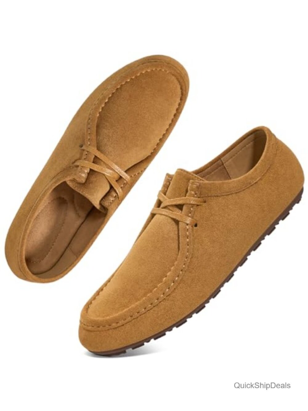 Women's Suede Lace Up Loafers with Memory Foam Insole - Comfortable Work Shoes